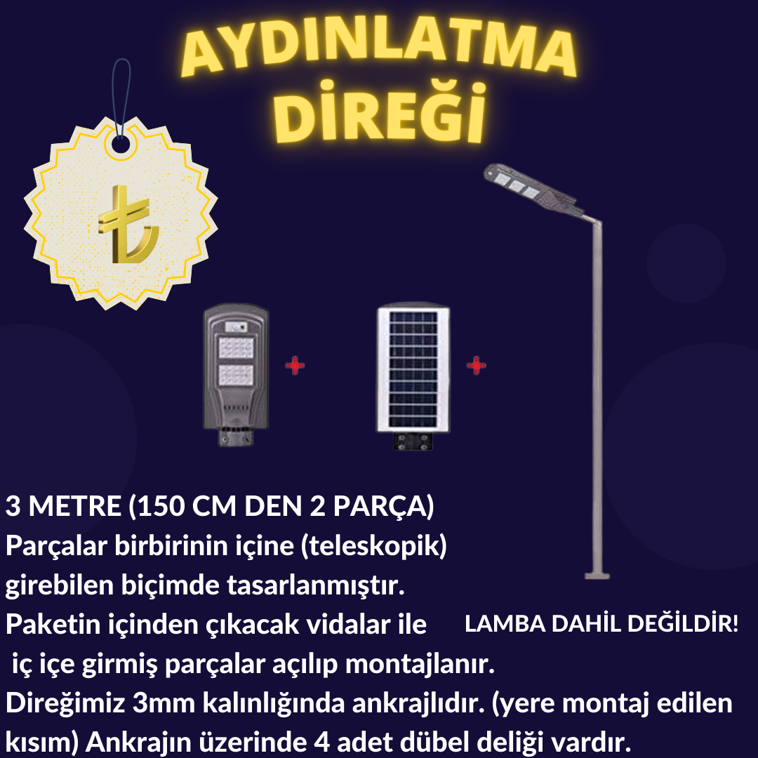 İNTER AYDINLATMA DİREĞİ BAĞ BAHÇE SOKAK DIŞ MEKAN AYDINLATMA